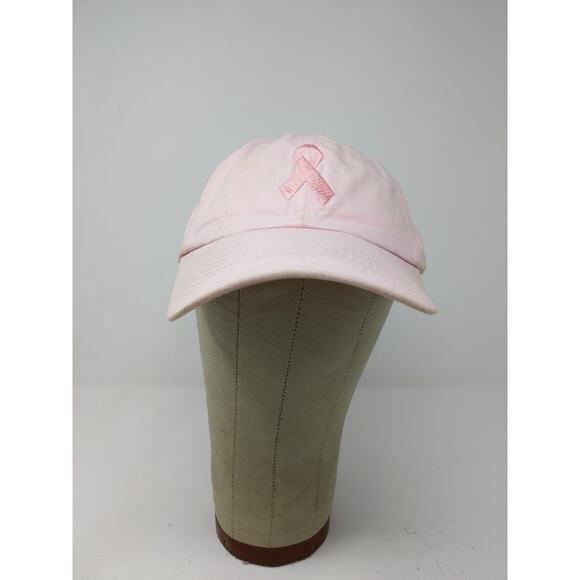 Breast Cancer Awareness Slideback Hat Embroidered Ribbon Logo Pink - Picture 2 of 9